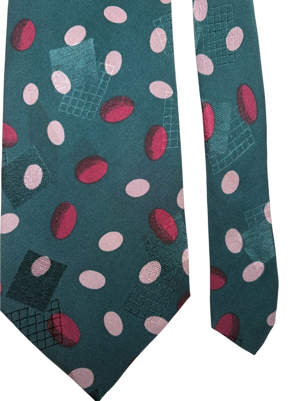 Canali Silk Green Purple Polka Dot Made in Italy Men's Designer Tie Vintage